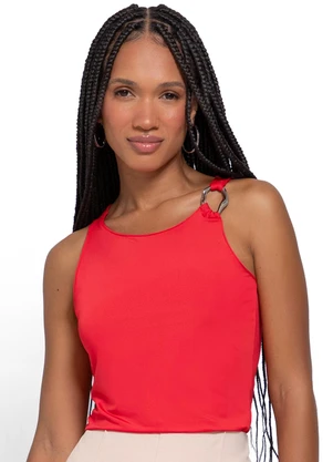 Enfim - Blusa Vermelha Assimétrica em Jersey - ENFIM