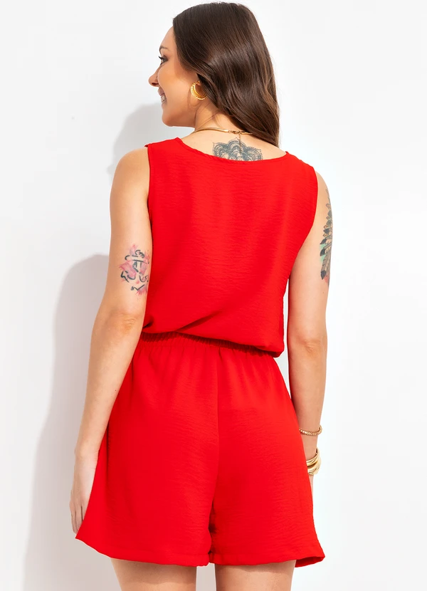 Bimini - Blusa Vermelho em Crepe Plano 2