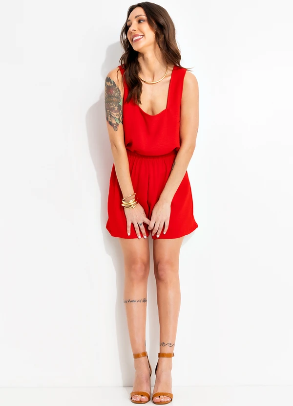 Bimini - Blusa Vermelho em Crepe Plano 3