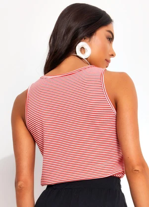 Bimini - Blusa Vermelho em Meia Malha Listrada - BIMINI