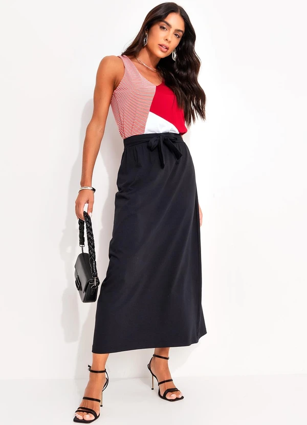 Bimini - Blusa Vermelho em Meia Malha Listrada 3