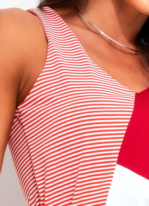 Bimini - Blusa Vermelho em Meia Malha Listrada 5