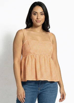 Fakini - Blusa Xadrez Laranja - FAKINI