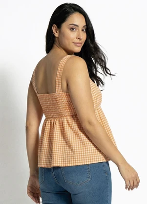 Fakini - Blusa Xadrez Laranja - FAKINI