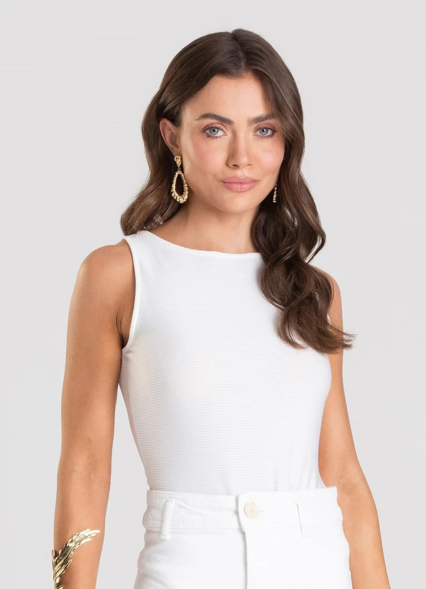 Dianna - Body Feminino Canelado Bege