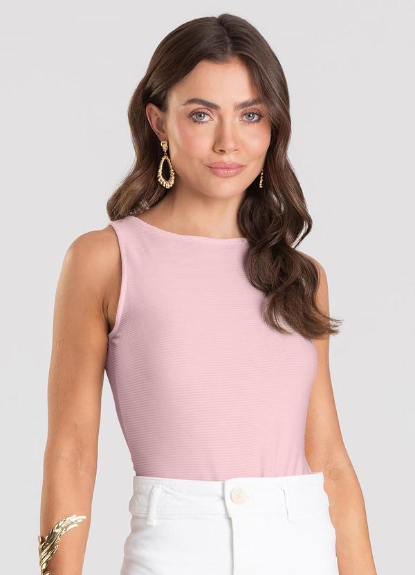 Dianna - Body Feminino Canelado Rosa 1