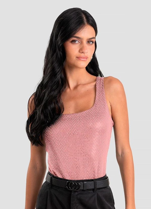 Dianna - Body Feminino em Malha Lantejoula Unica