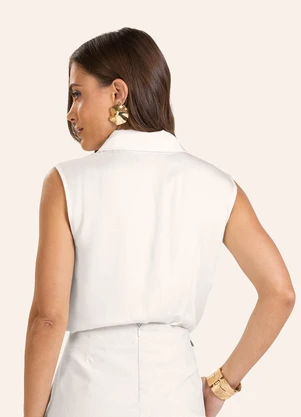 Endless - Camisa Gola Polo Feminina Bege - ENDLESS