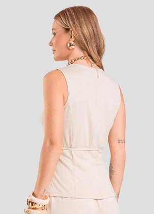 Dianna - Colete Feminino em Malha Visco Maquinetada Bege - DIANNA