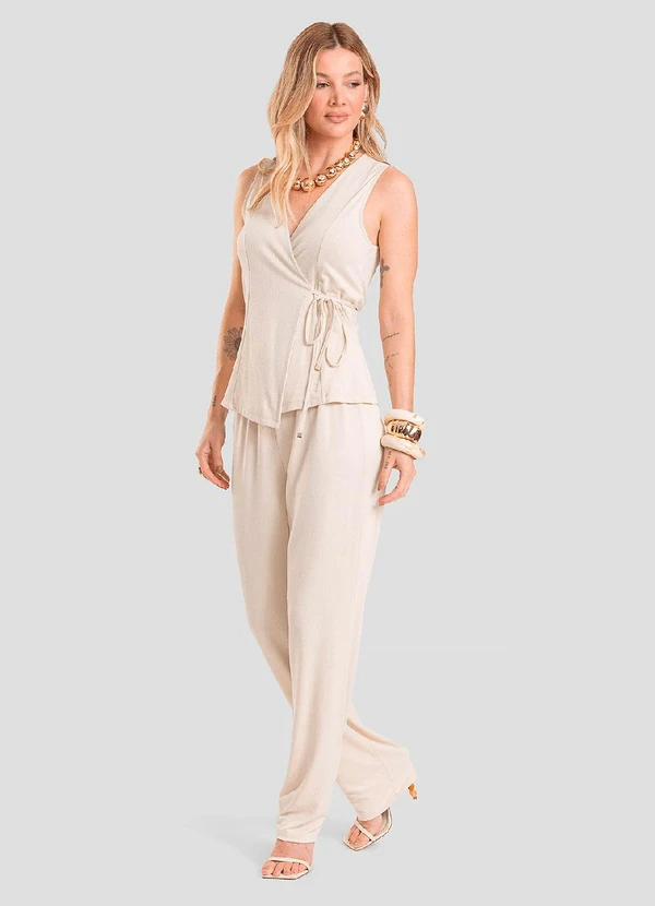 Dianna - Colete Feminino em Malha Visco Maquinetada Bege 3