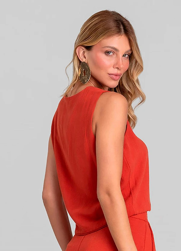 Dianna - Colete Feminino em Tecido Linho Laranja 2