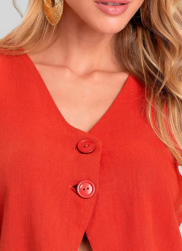 Dianna - Colete Feminino em Tecido Linho Laranja 4