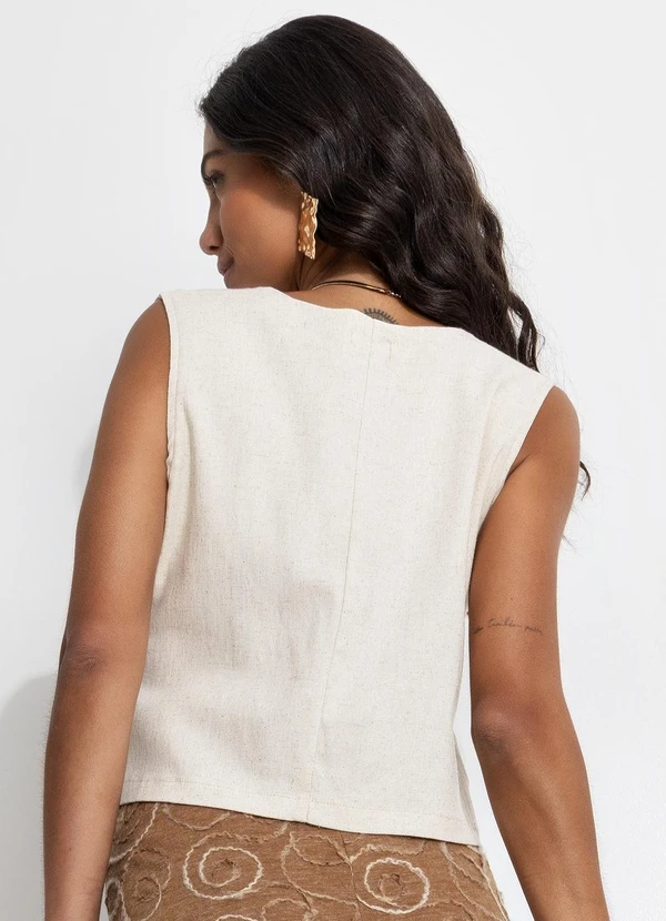 bonprix - Colete Off White em Linho 2