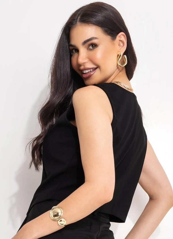 Quintess - Colete Preto em Malha Crepe 16