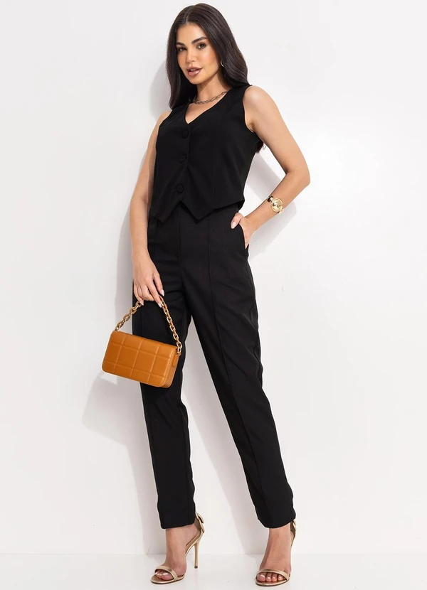 Quintess - Colete Preto em Malha Crepe 15