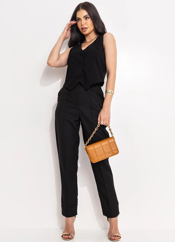 Quintess - Colete Preto em Malha Crepe 13