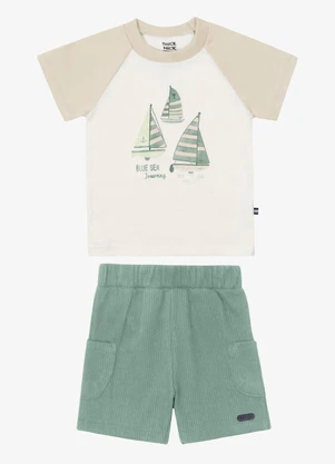 Trick Nick - Conjunto Camiseta com Bermuda Infantil Bege - TRICK NICK