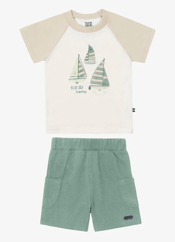 Trick Nick - Conjunto Camiseta com Bermuda Infantil Bege