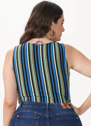 Outlet - Cropped Listrado Mais Gata Azul - OUTLET