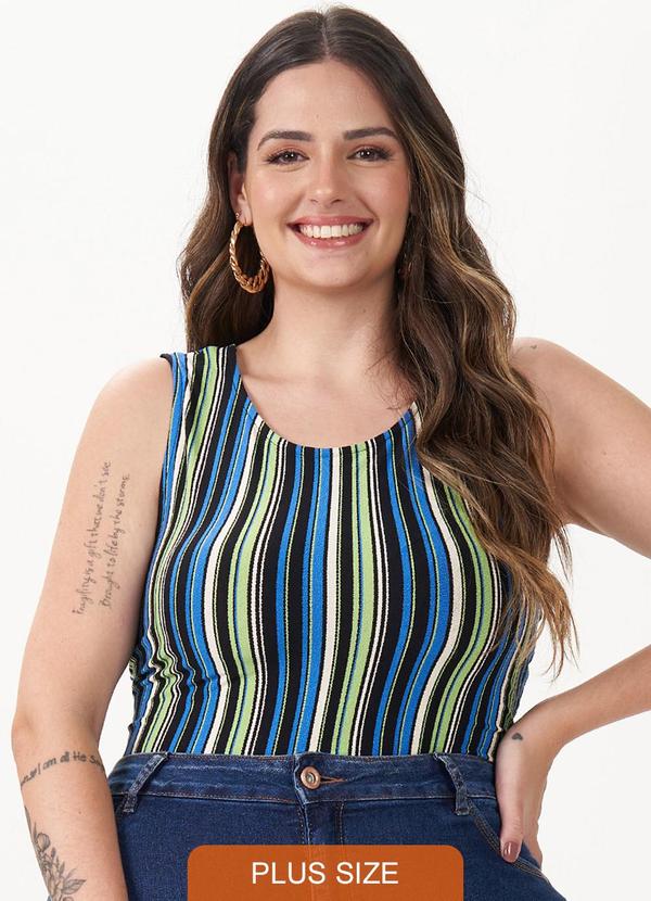 Outlet - Cropped Listrado Mais Gata Azul
