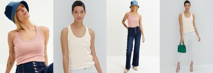 Kit 2 Blusas Ros/Creme em Canelado