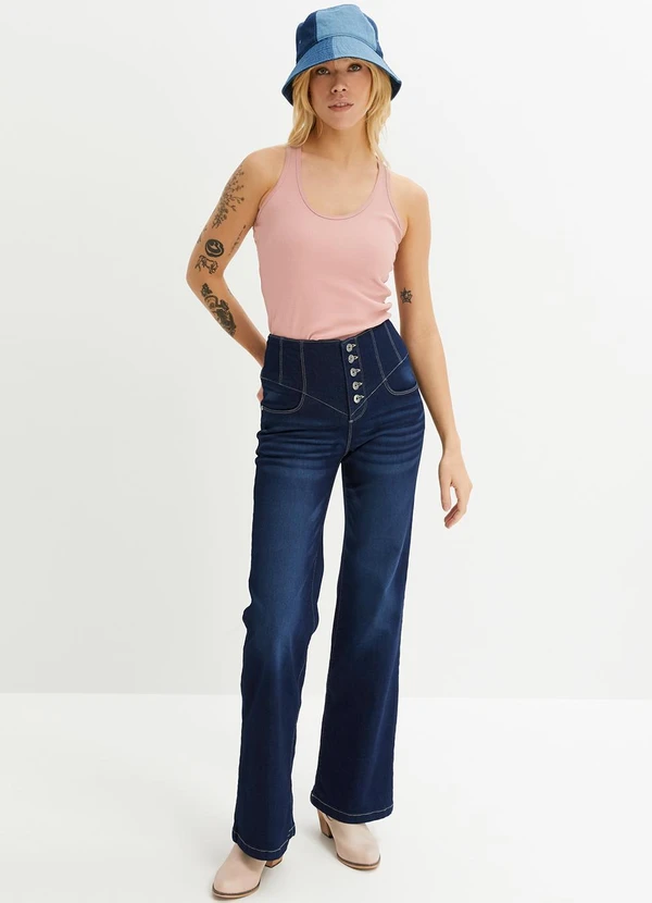 bonprix - Kit 2 Blusas Rosê/Creme em Canelado 4