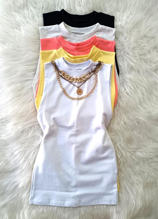 Outlet - Kit 5 Peças Regata Básica Feminina Amarelo 1