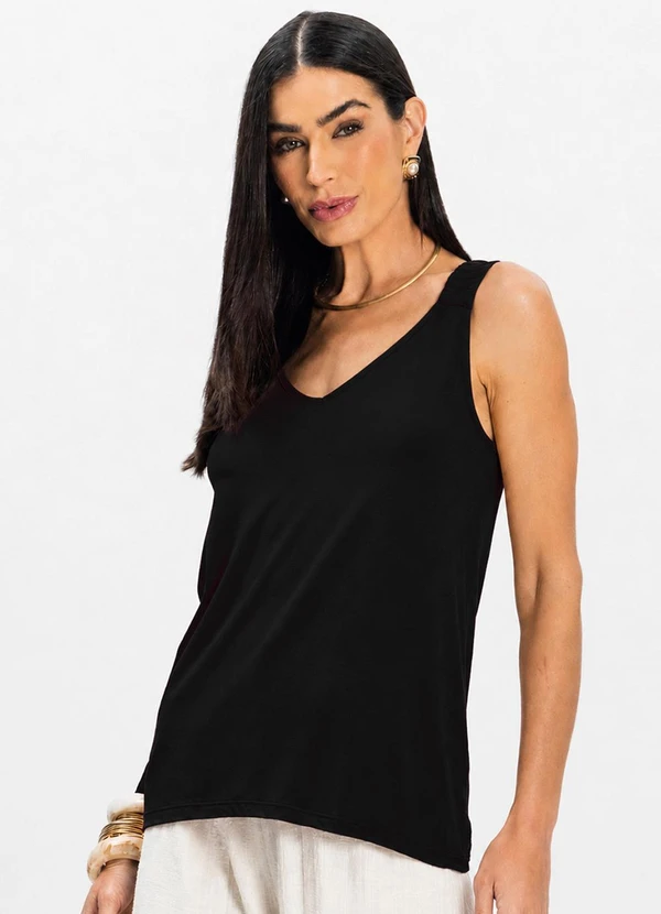 Rovitex - Kit Regata Alça Franzida Feminino Preto