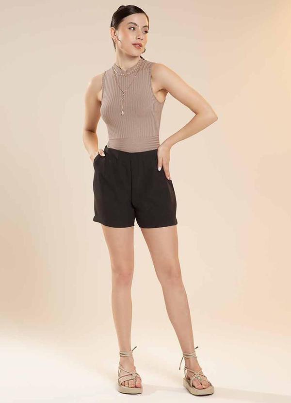 Habana - Regara Faminina Básica em Tecido Canelado Marrom 2