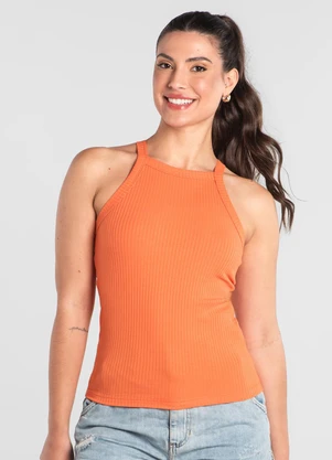 Regata Adulto Ribana Canelada Just Basic Laranja - JUST BASIC