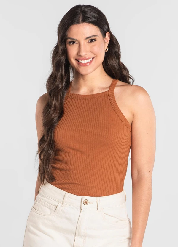 Just Basic - Regata Adulto Ribana Canelada Marrom