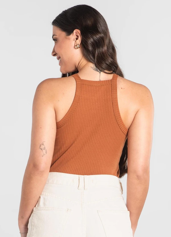 Just Basic - Regata Adulto Ribana Canelada Marrom 2