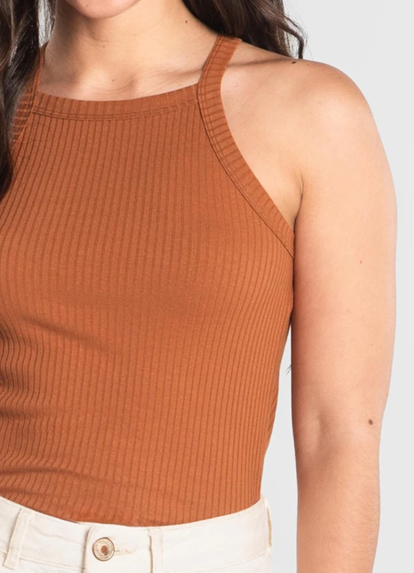 Just Basic - Regata Adulto Ribana Canelada Marrom 5