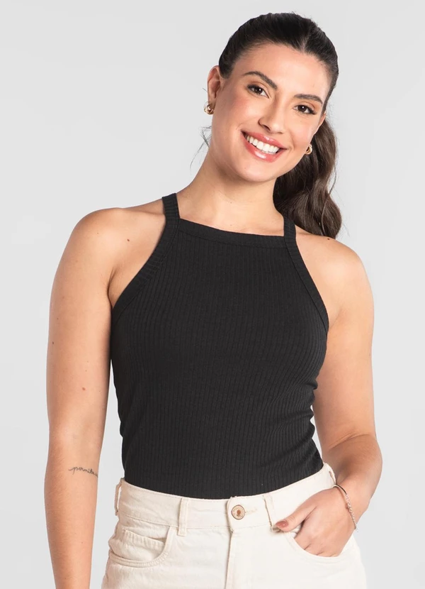 Just Basic - Regata Adulto Ribana Canelada Just Basic Preto