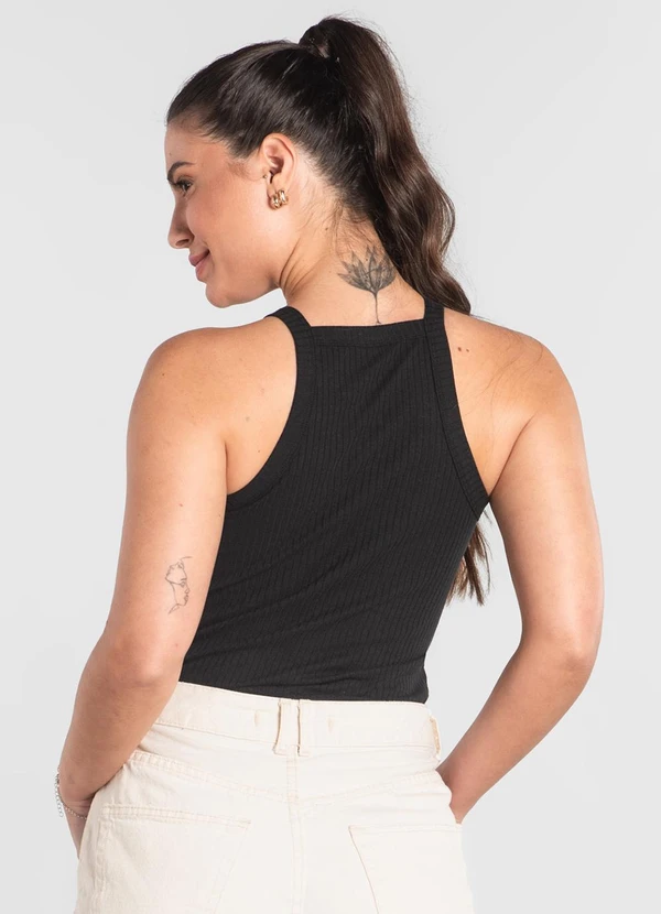 Just Basic - Regata Adulto Ribana Canelada Preto 2