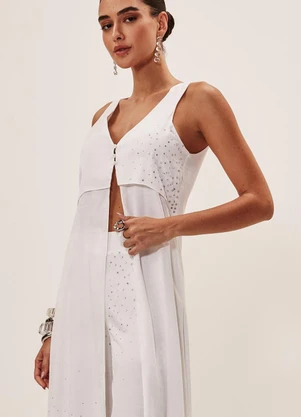 Elegance - Regata Alongada com Cristais Off White - ELEGANCE