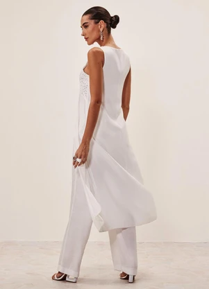Elegance - Regata Alongada com Cristais Off White - ELEGANCE