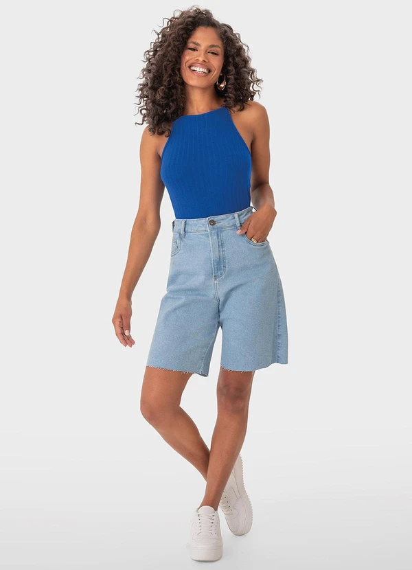 Malwee - Regata Azul Royal Justa em Viscose Canelada 2