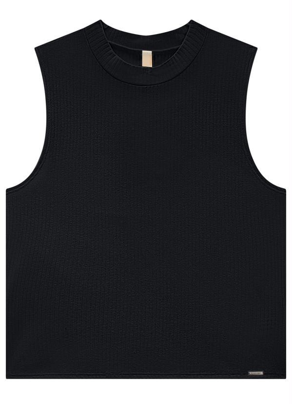 Lunender - Regata Básica Canelada Gola Fechada Preto