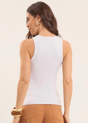 Doce Trama - Regata Boho Canelada Branco - DOCE TRAMA