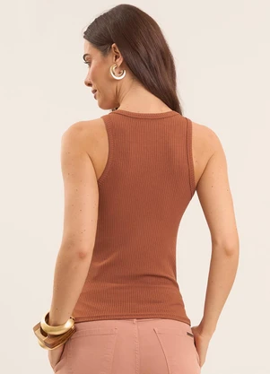 Doce Trama - Regata Boho Canelada Marrom - DOCE TRAMA