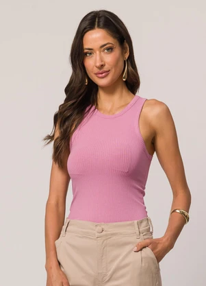 Doce Trama - Regata Boho Canelada Rosa - DOCE TRAMA