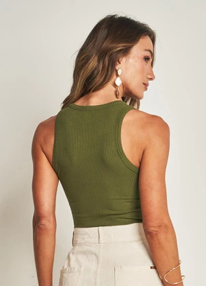 Doce Trama - Regata Boho Canelada Verde - DOCE TRAMA