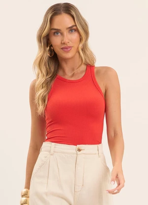 Doce Trama - Regata Boho Canelada Vermelho - DOCE TRAMA