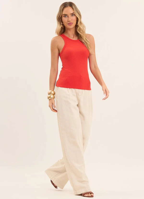 Doce Trama - Regata Boho Canelada Vermelho 3