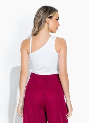 Moda Pop - Regata Branca com Detalhe em Tira no Decote - MODA POP