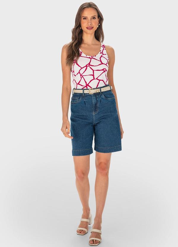 Malwee - Regata Branco Abstrata em Viscose 2