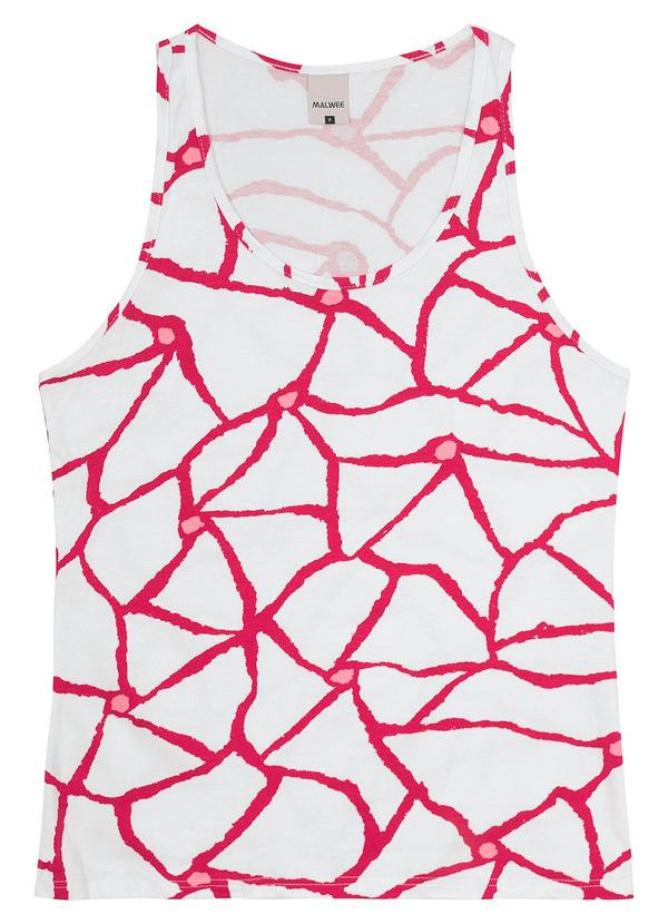 Malwee - Regata Branco Abstrata em Viscose 3