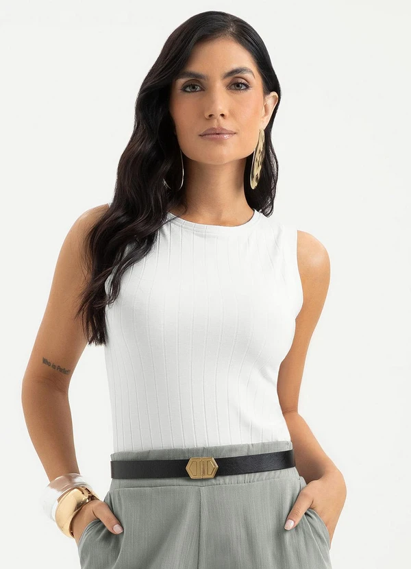 Cativa - Regata Canelada  Branco 