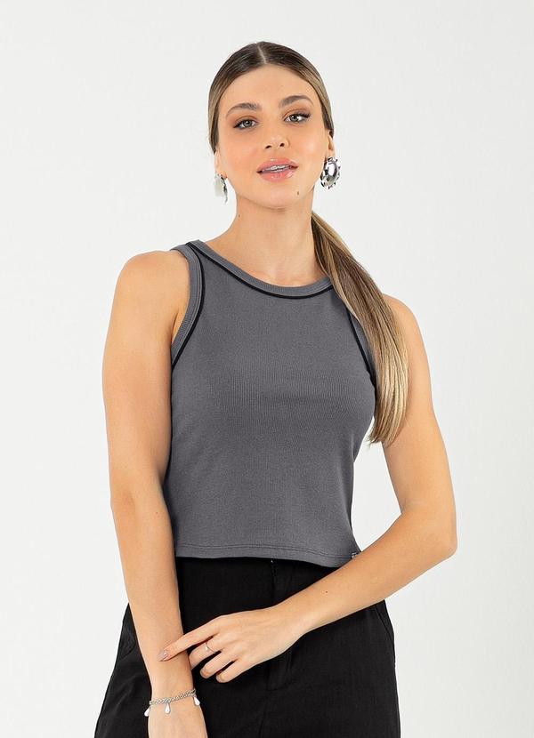 Cativa - Regata Canelada Cinza Escuro